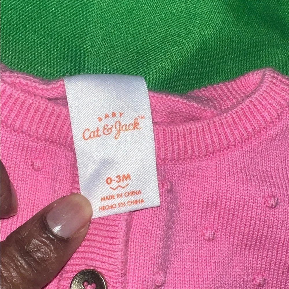 Cat & Jack Pink Baby Knit Sweater & Carters Leggings Outfit 0-3 Months - Picture 4 of 6